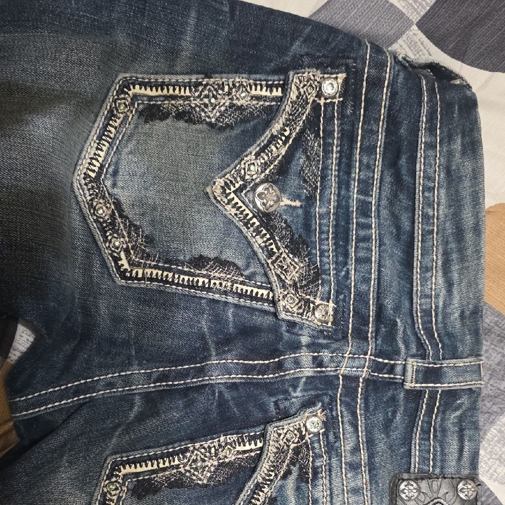 Miss Me Dark Blue Embellished Jeans